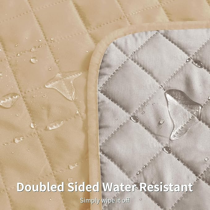 CHUN YI Oversized Couch Cover, Water Resistant Sofa Cover Slipcover for 4 Cushion Sofa, Washable with Adjustable Strap Storage Pocket for Living Room Dog Pet (Oversized Sofa, Sand)