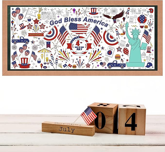 OHOME 4th of July Giant Coloring Poster/Tablecloth-4th of July Crafts for Kids - 30 x 72 Inches July 4th Games Activities Toys Decor Party Favors Decorations- Fourth of July Accessories